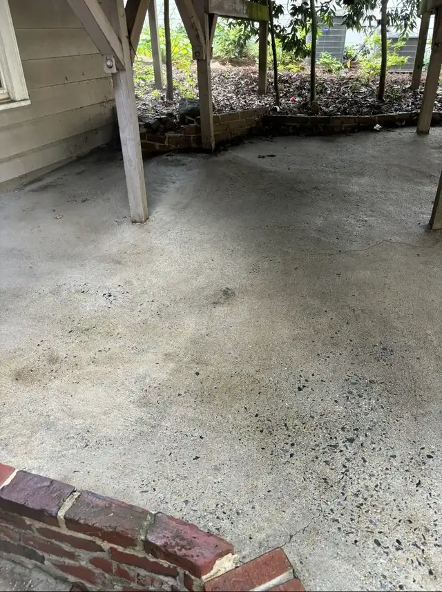The same patio after pressure washing